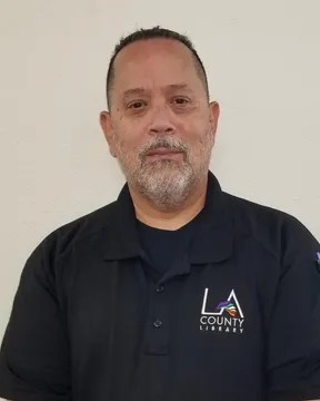 Ed Ramos, Safety Officer for the LA County Library, in an LA County Library polo shirt