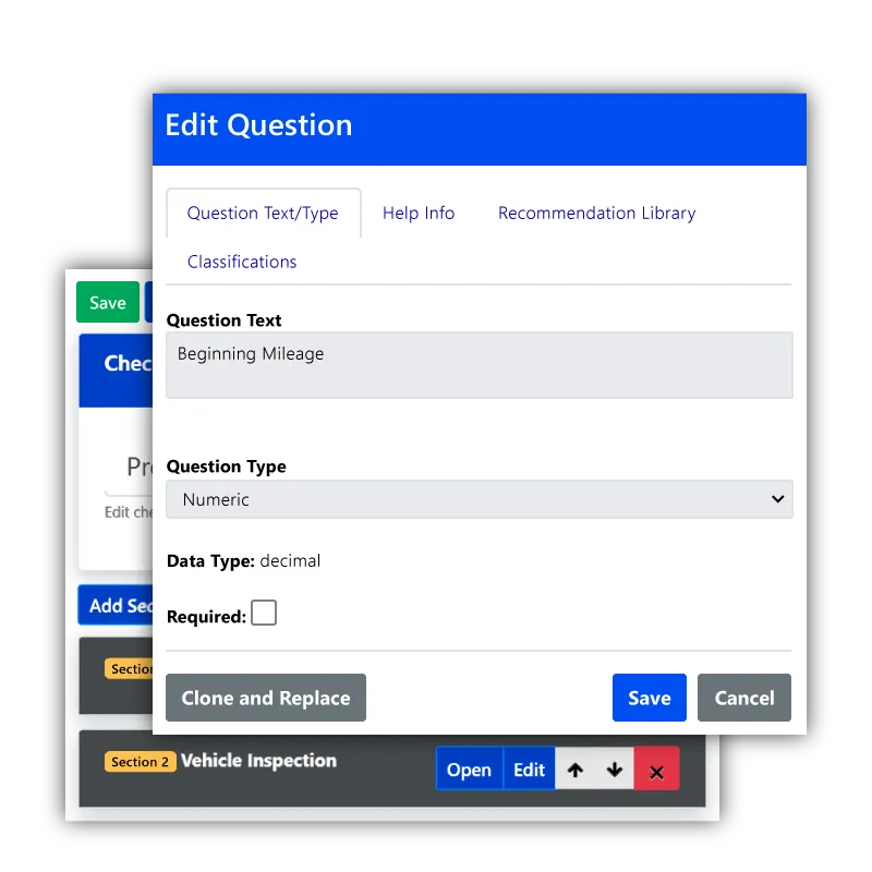 Customize checklists to capture the information you want.